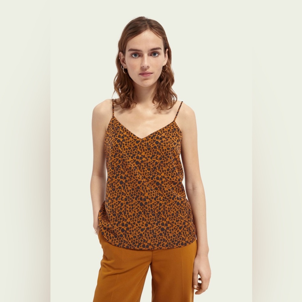 NWT Scotch & Soda Spaghetti Strap Top in Cheetah Print, Size XL